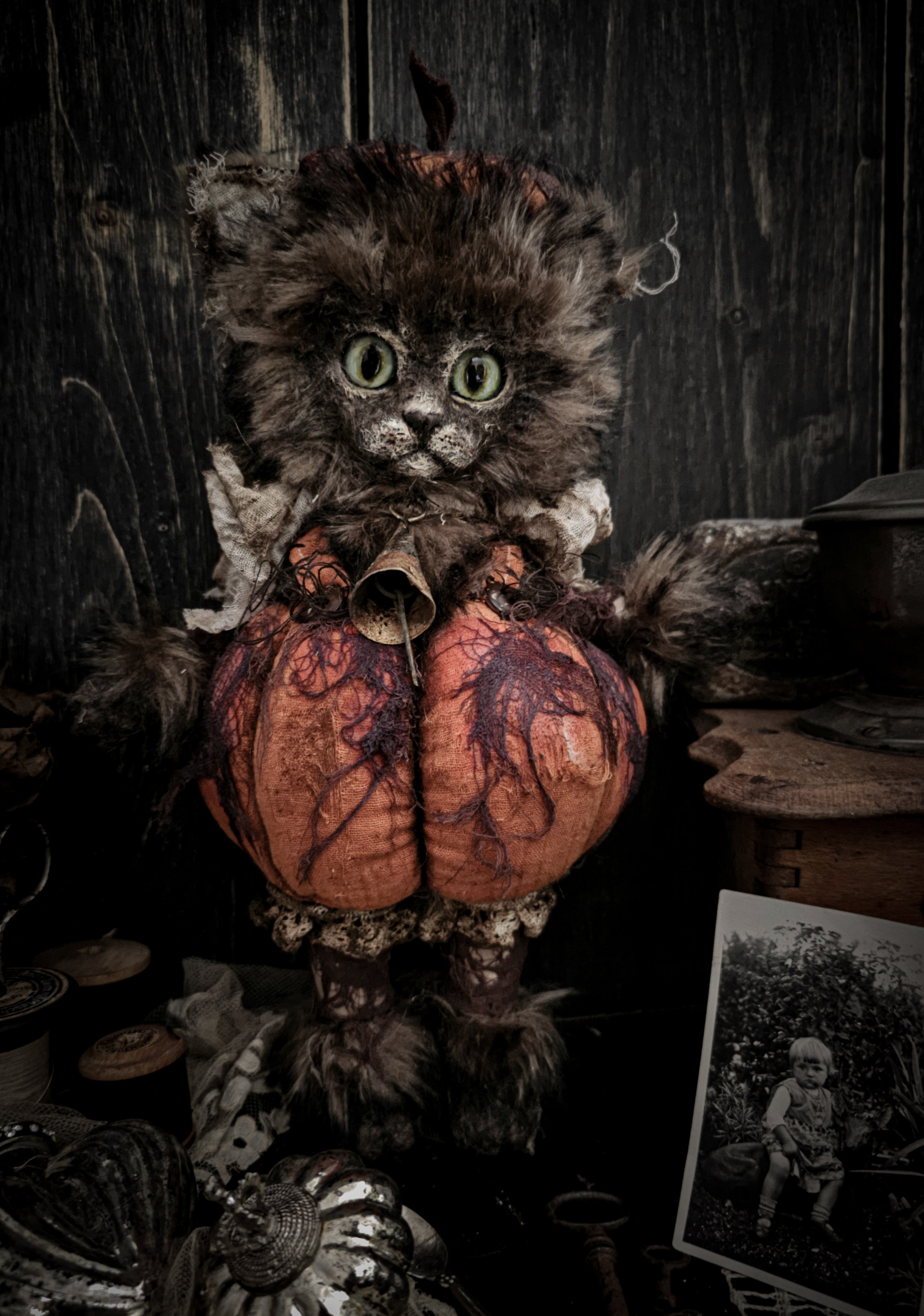 12" Pumpkin Cat