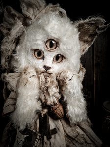 15.7" White Puffy Cat