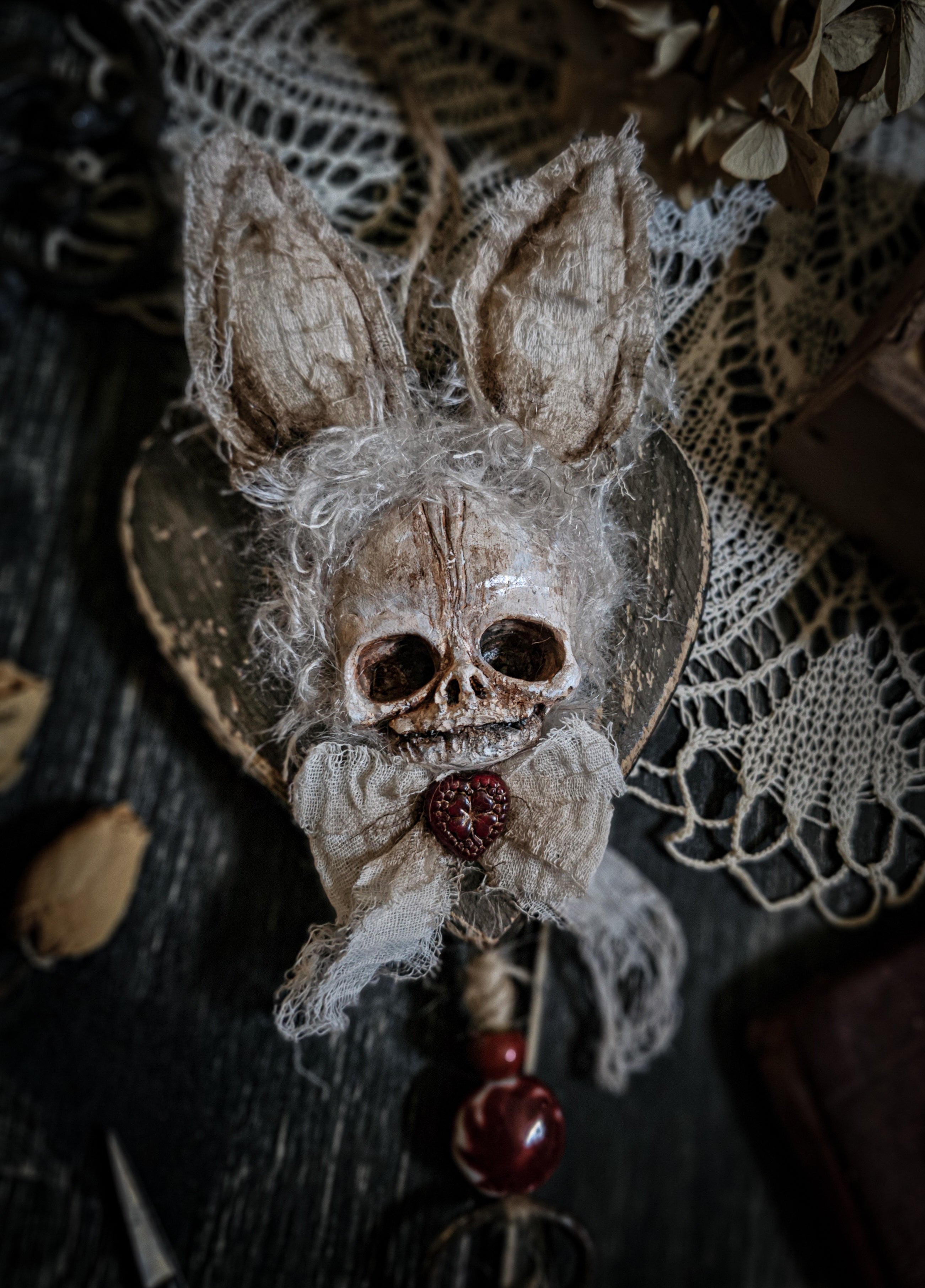 11" Rabbit Skull Pendant
