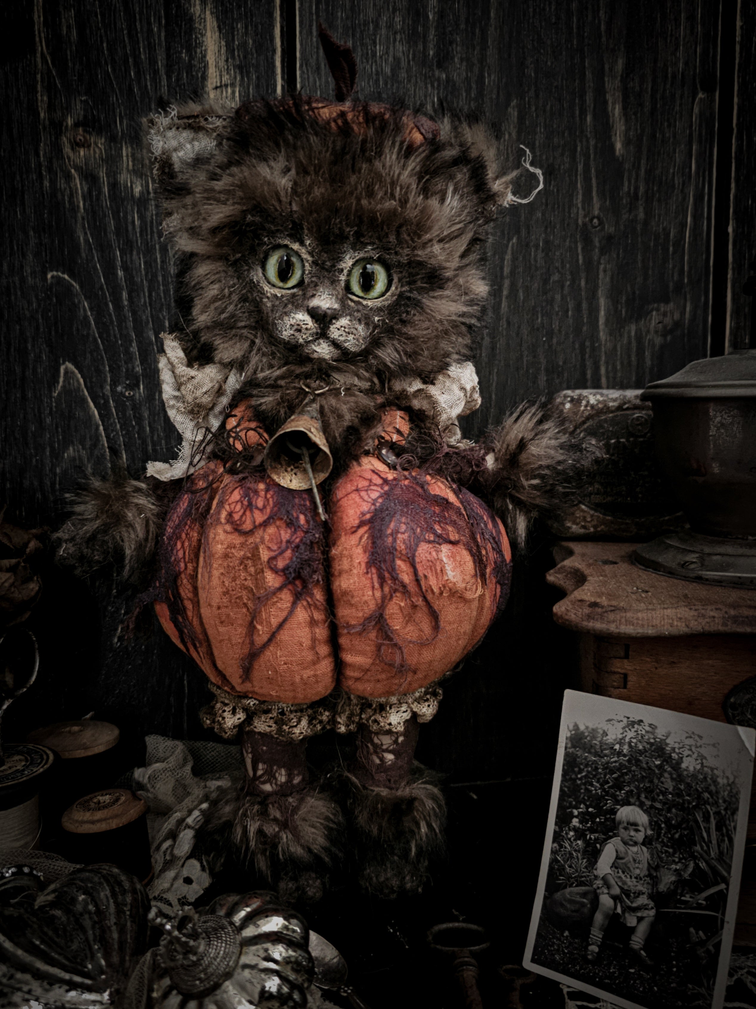 12" Pumpkin Cat