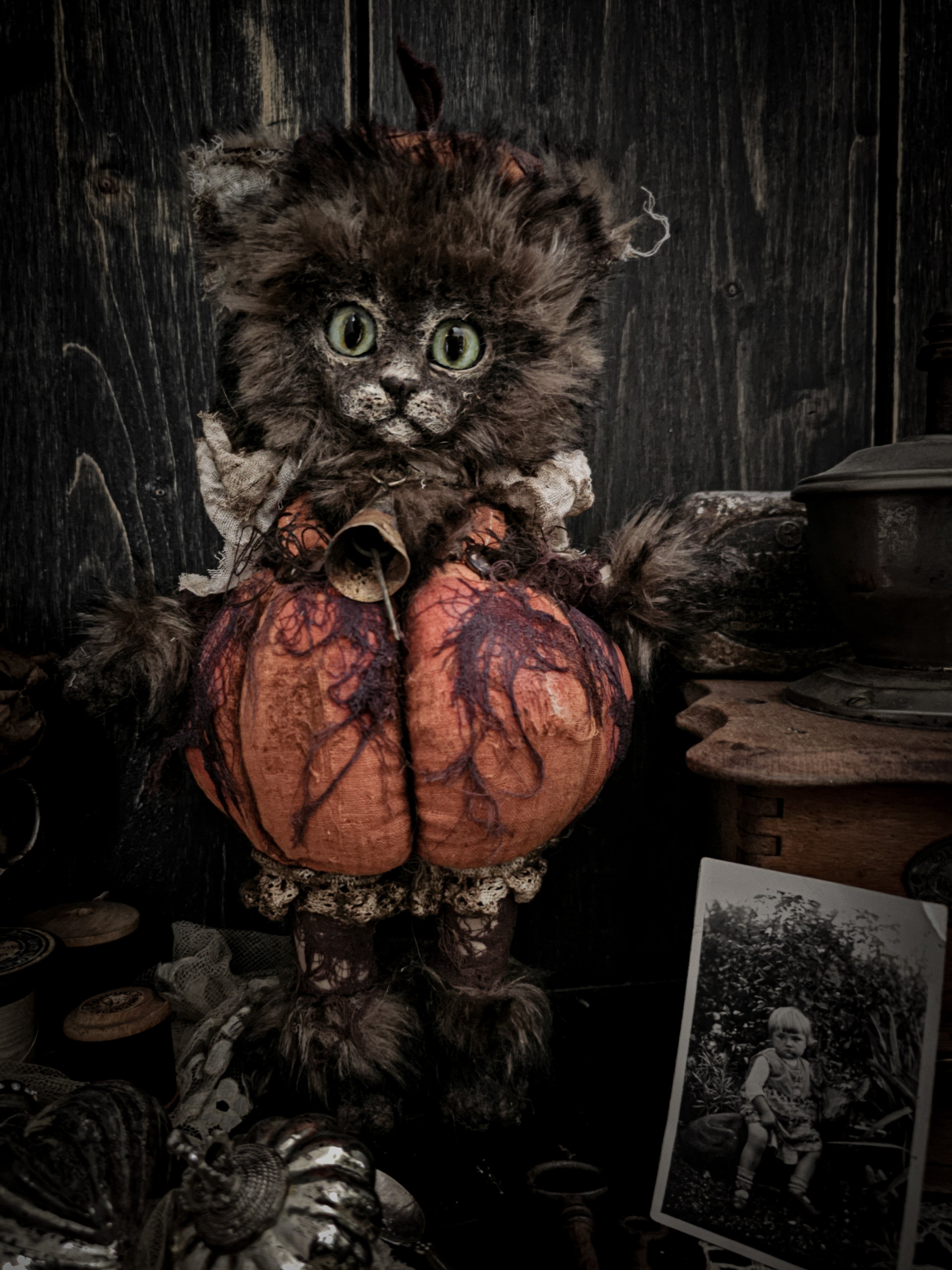 12" Pumpkin Cat