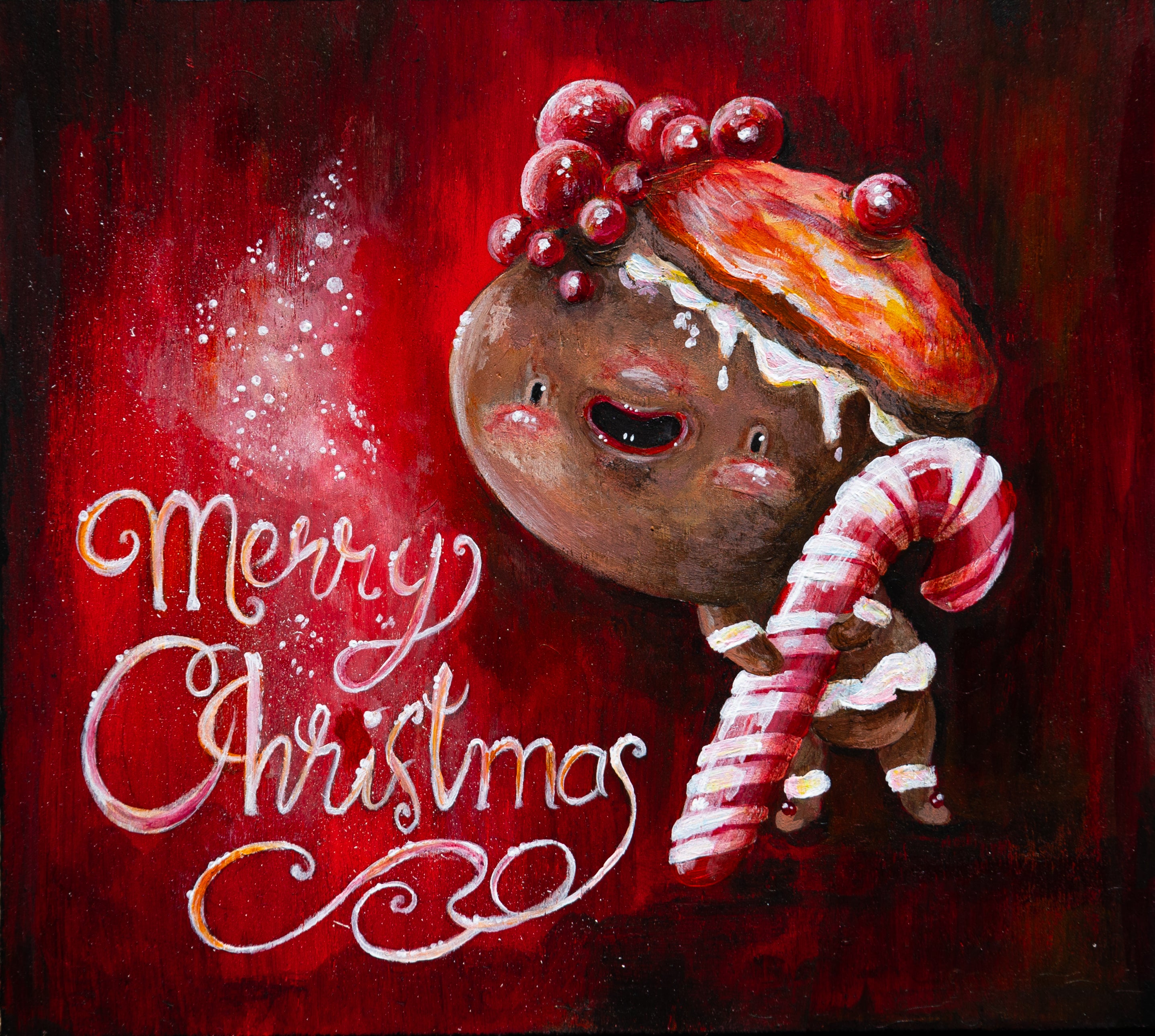 original painting 'merry christmas'