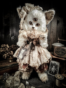 15.7" White Puffy Cat